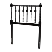 Baxton Studio Juliette Turned Spindle Headboard - Crafted Wood Panel with Decorative Spoke Design for Cottage Farmhouse Bedroom, Twin, Black